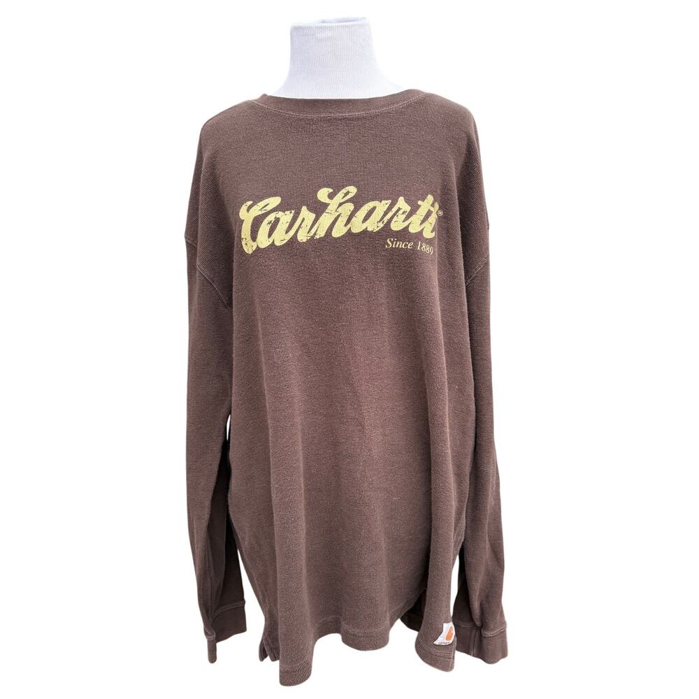 Carhartt Waffle Knit Dark Brown Cotton Pullover